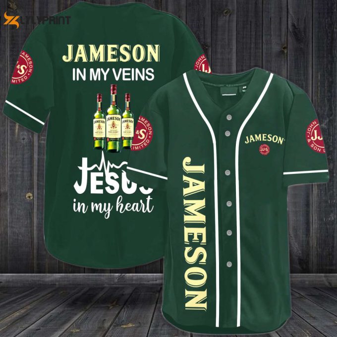 Jameson In My Veins Jesus In My Heart Baseball Jersey 1