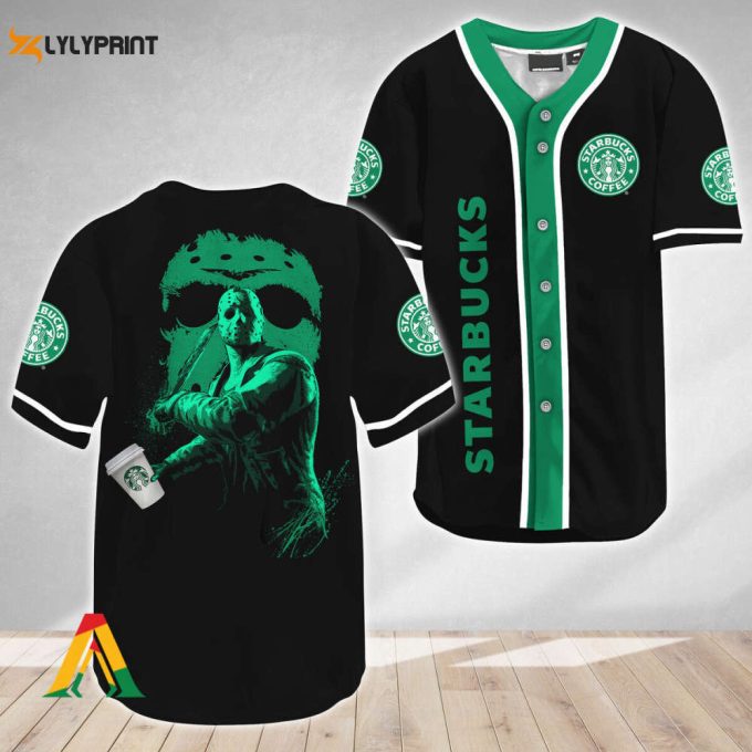 Jason Voorhees Friday The 13Th Starbucks Baseball Jersey - Gift For Men Women 1