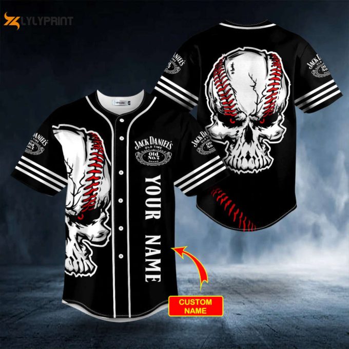 Jd Old No 7 Skull All Over Print Unisex Baseball Jersey 1