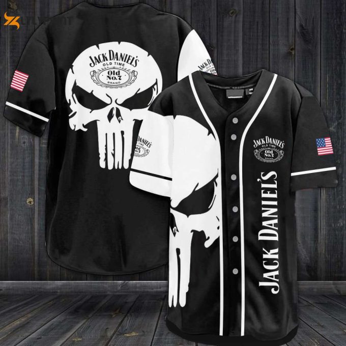 Jd Old Time Skull Pattern All Over Print 3D Unisex Baseball Jersey 1