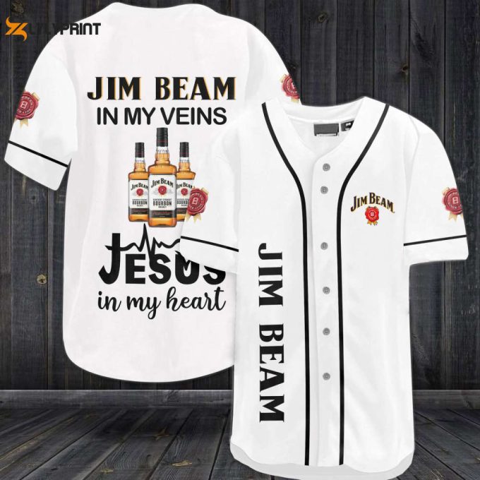 Jim Beam In My Veins Jesus In My Heart Baseball Jersey - Gift For Men Women 1