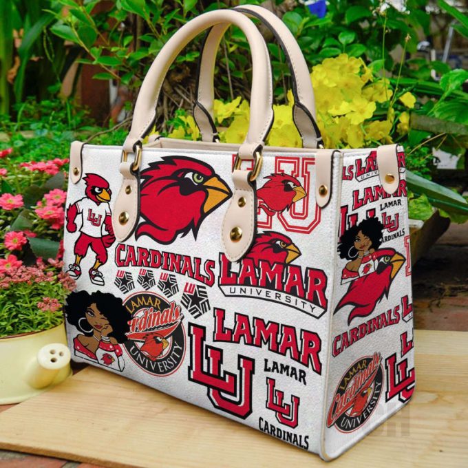 Lamar University Cardinals Leather Handbag Gift For Women 2