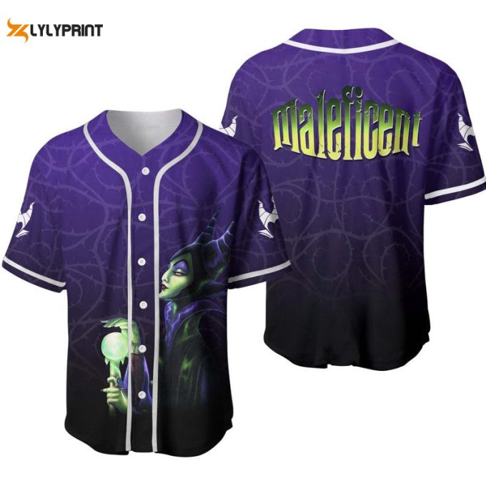 Maleficent All Over Print Baseball Jersey - Ombre Purple Black 1