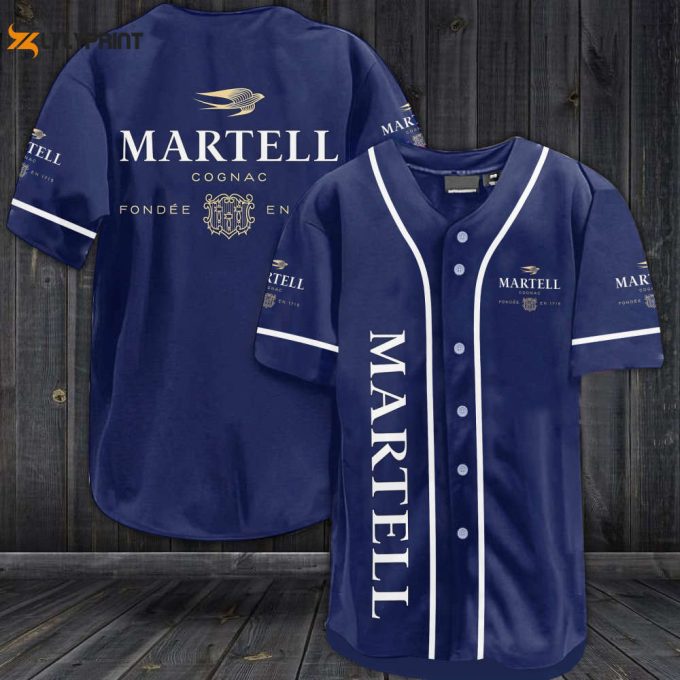 Martell Cognac All Over Print Unisex Baseball Jersey - Navy 1