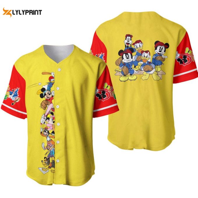 Mickey Minnie &Amp;Amp; Friends All Over Print Baseball Jersey - Perfect Gift For Men And Women! 1