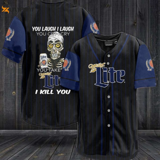 Miller Lite Beer You Laugh I Laugh You Cry I Cry Baseball Jersey 1