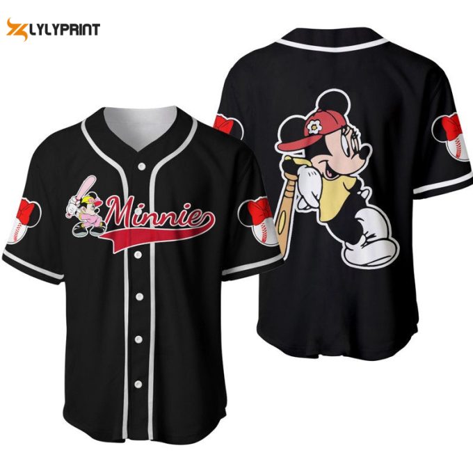 Minnie Mouse Disney Cartoon Graphics All Over Print Unisex Baseball Jersey 1