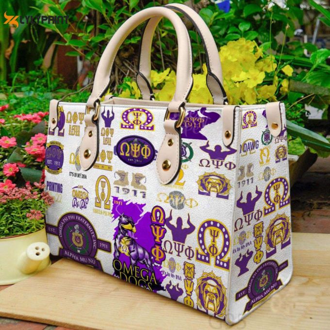 Omega Psi Phi Leather Handbag Gift For Women 1