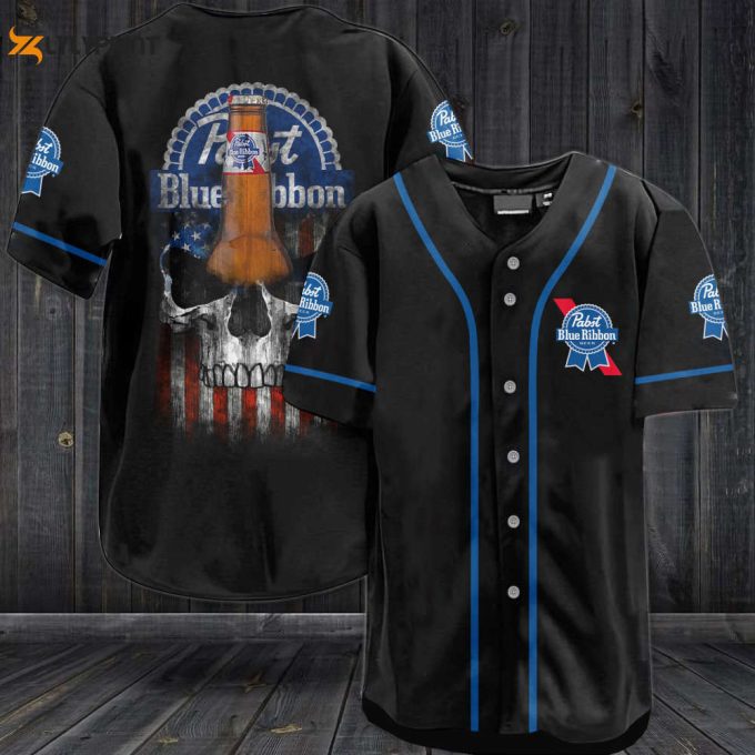 Pabst Blue Riusa Flag Skull All Over Print Unisex Baseball Jersey 1