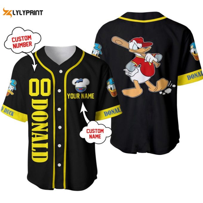 Personalized Angry Donald Duck Disney All Over Print Baseball Jersey - Gift For Men Women 1