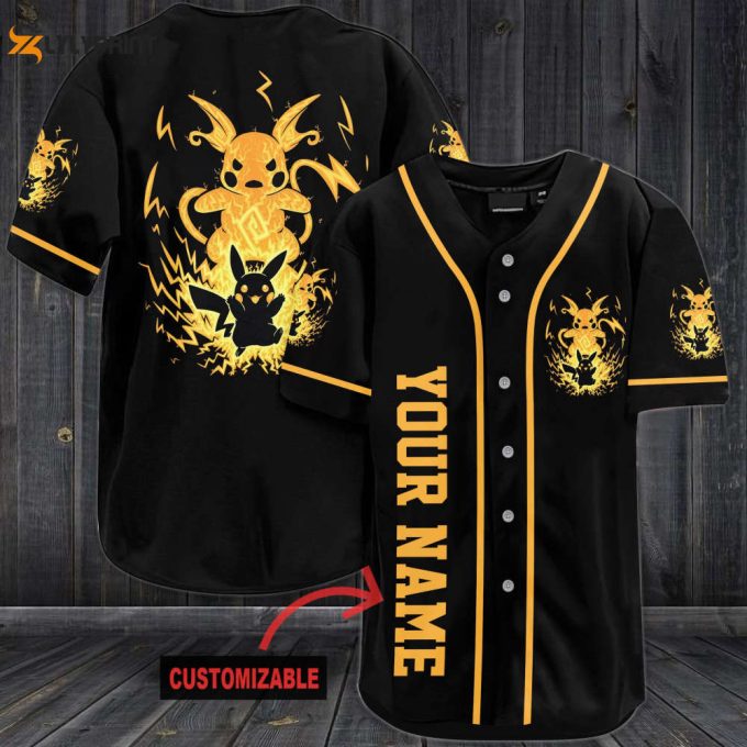 Personalized Angry Raichu Baseball Jersey 1