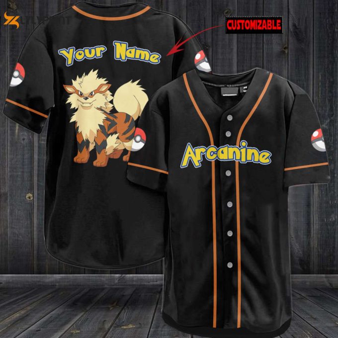 Personalized Arcanine Baseball Jersey 1