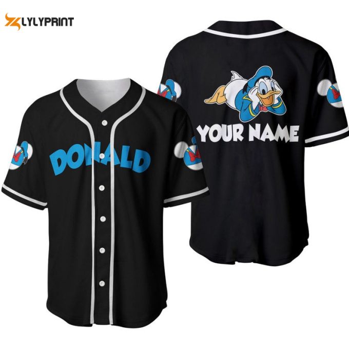 Personalized Blue Chilling Donald Duck All Over Print Baseball Jersey 1