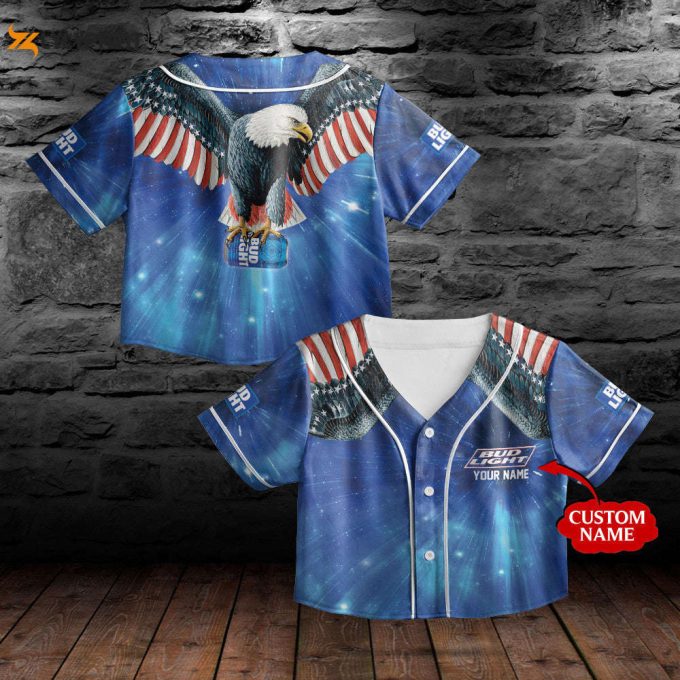 Personalized Bud Light Beer Eagle All Over Print 3D Unisex Crop-Top Baseball Jersey - Gift For Men Women 1