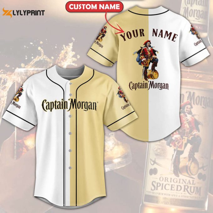 Personalized Captain Morgan All Over Print Unisex Baseball Jersey Yellow 1