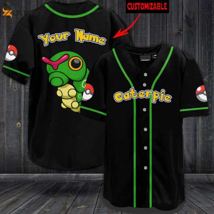 Personalized Caterpie Baseball Jersey 1