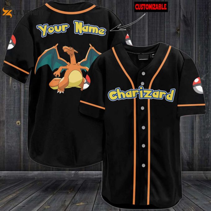 Personalized Charizard Baseball Jersey 1