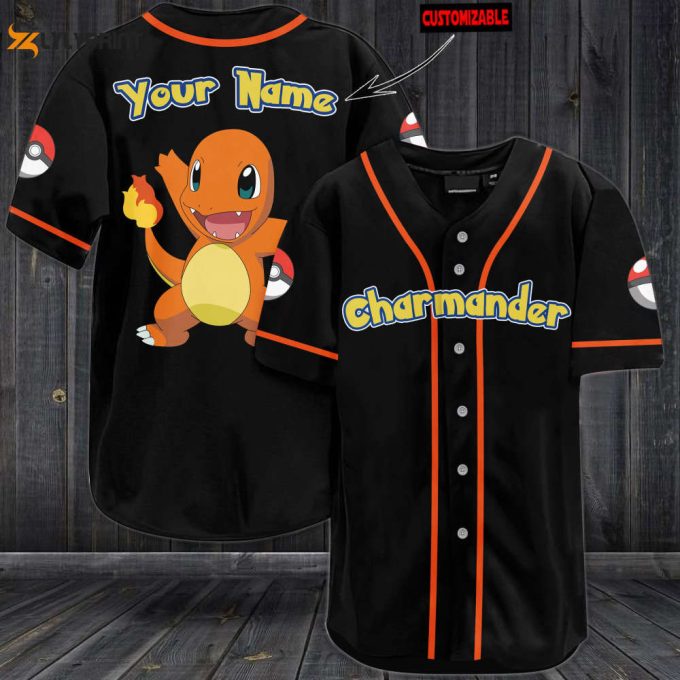 Personalized Charmander Baseball Jersey 1