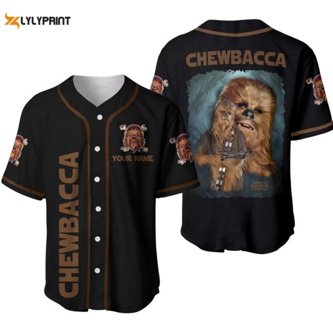 Personalized Chewbacca Chewie Star Wars All Over Print Baseball Jersey 1