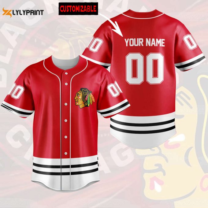 Personalized Chicago Blackhawks Baseball Jersey 1