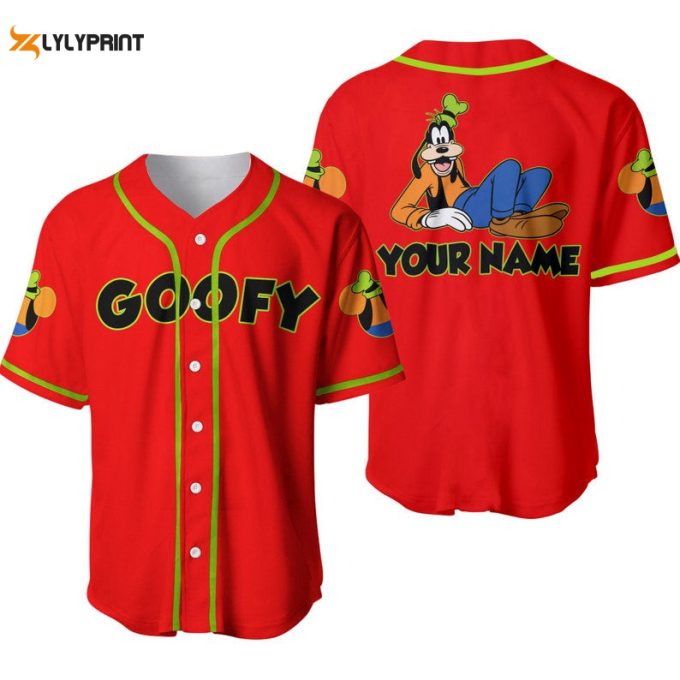 Personalized Chilling Goofy Dog Disney All Over Print Baseball Jersey 1