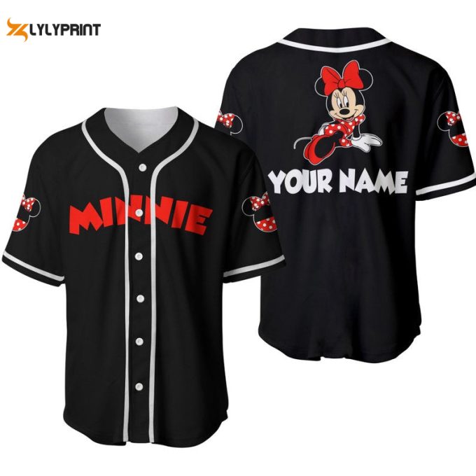 Personalized Chilling Red Minnie Mouse Disney All Over Print Baseball Jersey 1