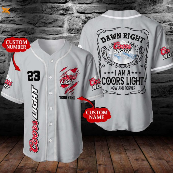 Personalized Coors Light Now &Amp;Amp; Forever All Over Print Unisex Baseball Jersey - Gift For Men Women - Light Gray 1