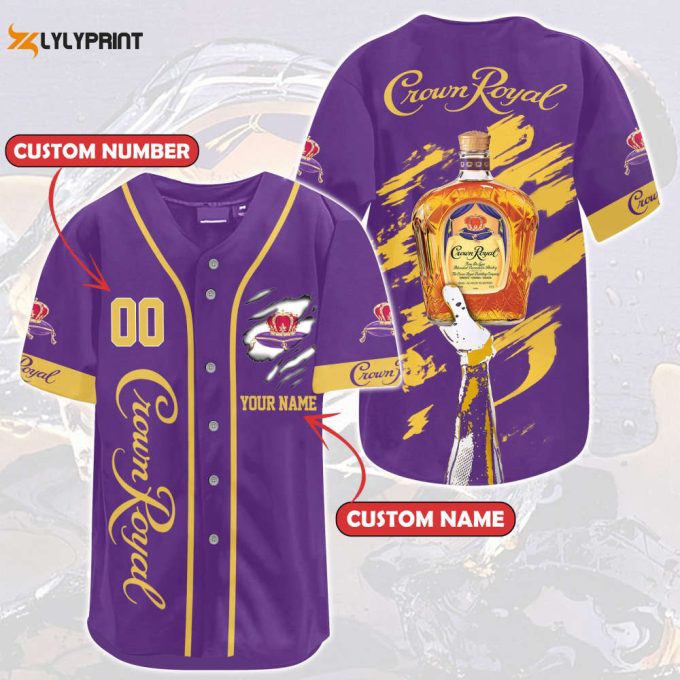 Personalized Crown Royal All Over Print Unisex Baseball Jersey Yellow 1