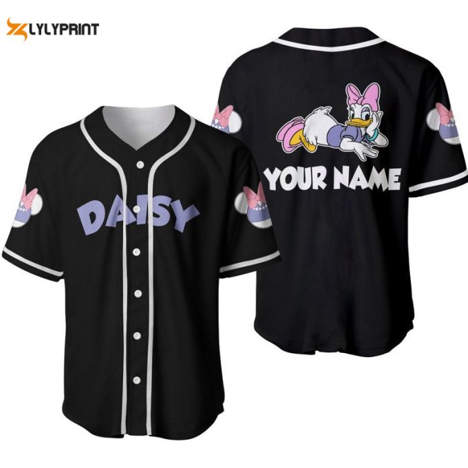 Personalized Cute Purple Daisy Duck All Over Print Baseball Jersey 1