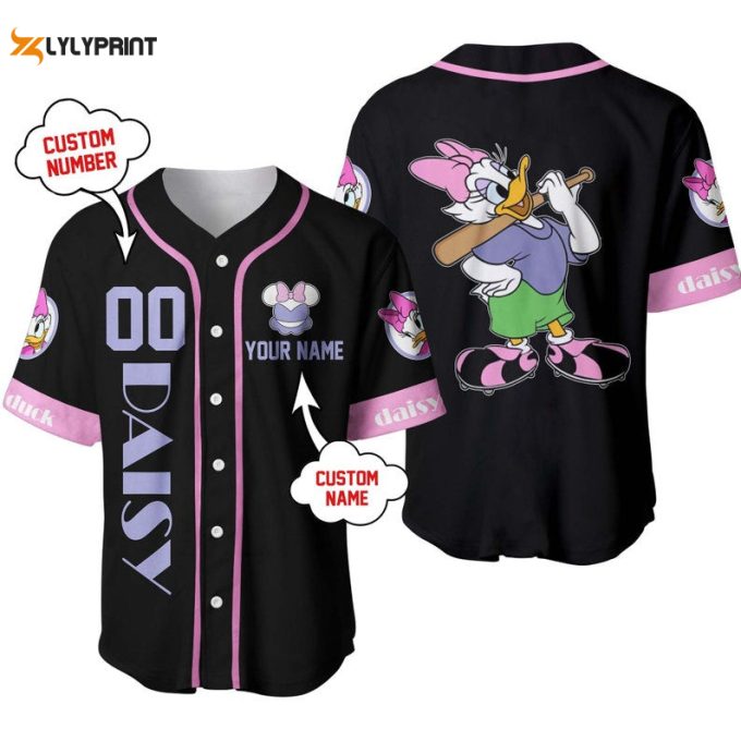 Personalized Daisy Duck Playing Baseball All Over Print Baseball Jersey 1