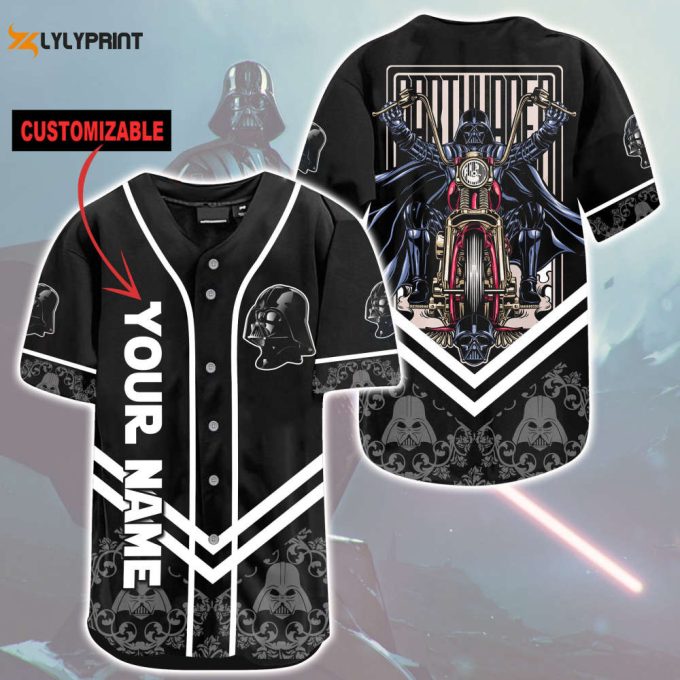 Personalized Darth Vader Motorcycle All Over Print Unisex Baseball Jersey 1