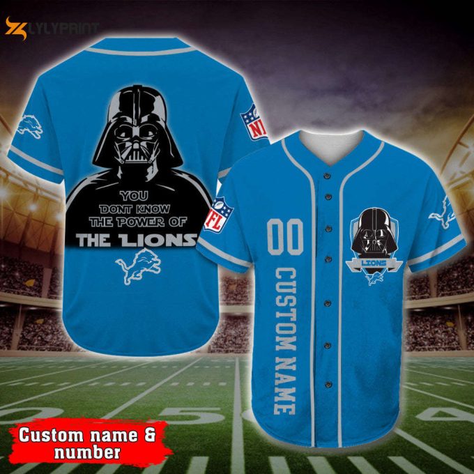 Personalized Detroit Lions Darth Vader Star Wars All Over Print 3D Baseball Jersey 1