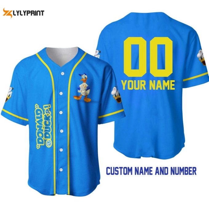 Personalized Donald Duck All Over Print Baseball Jersey 1