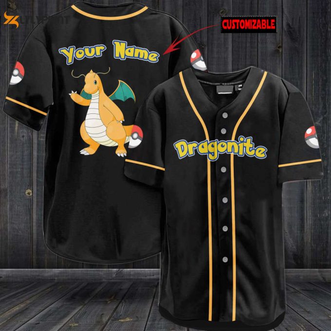 Personalized Dragonite Baseball Jersey 1