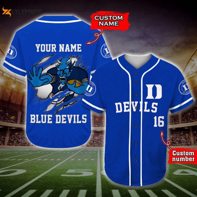 Personalized Duke Blue Devils Player All Over Print 3D Baseball Jersey 1