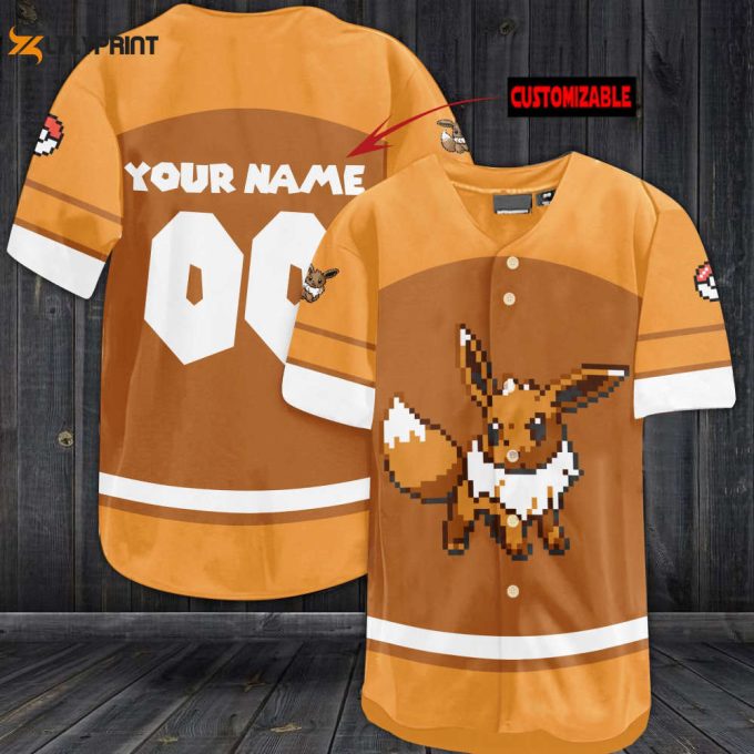 Personalized Eevee Minecraft Baseball Jersey 1