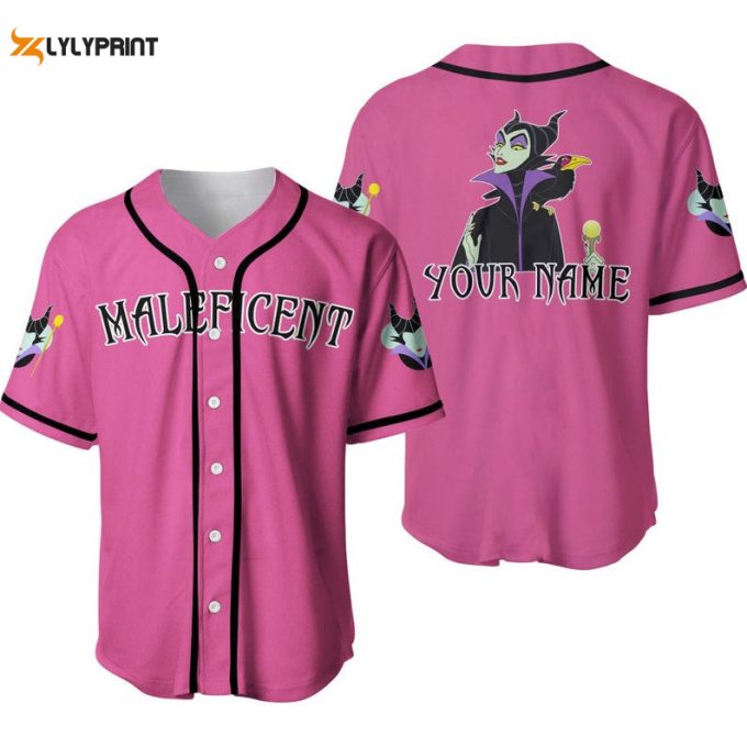 Personalized Evil Queen Maleficent Disney All Over Print Baseball Jersey - Gift For Men Women - Pink 1