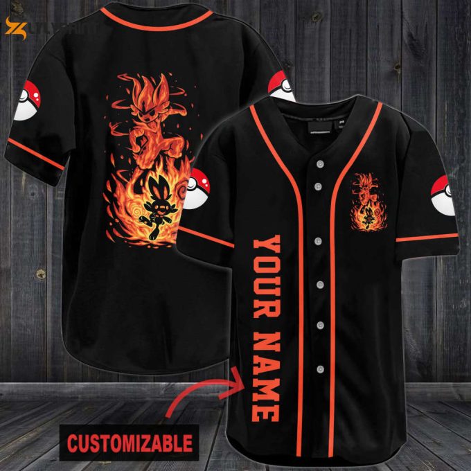 Personalized Fire Pokemon Baseball Jersey 1