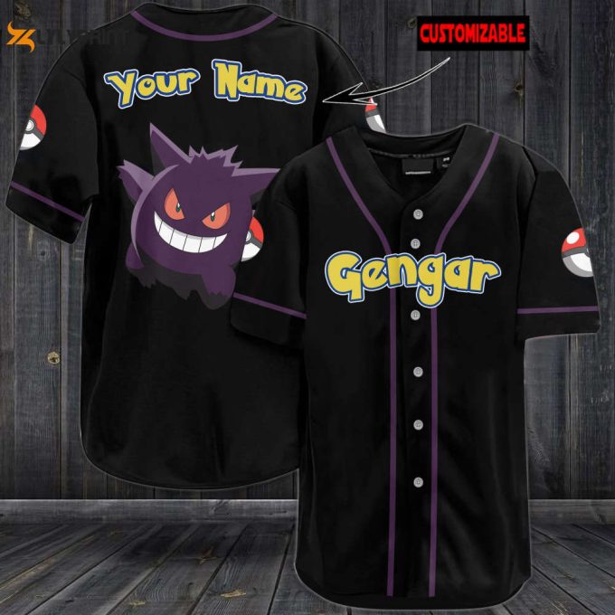 Personalized Gengar Baseball Jersey 1