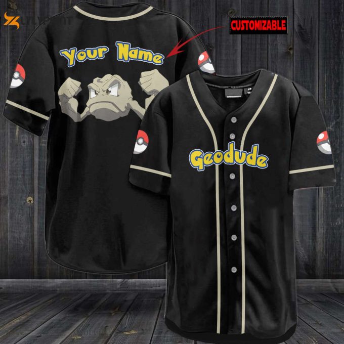 Personalized Geodude Baseball Jersey 1