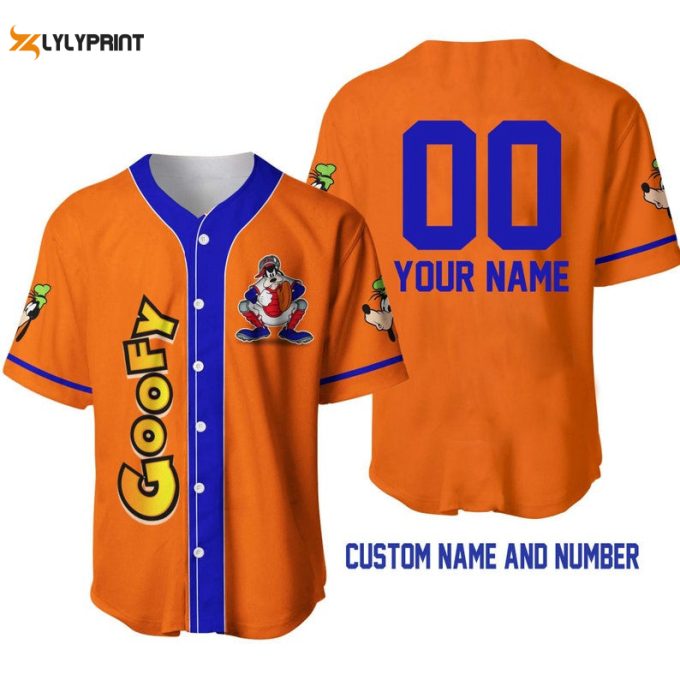 Personalized Goofy Dog All Over Print Baseball Jersey 1