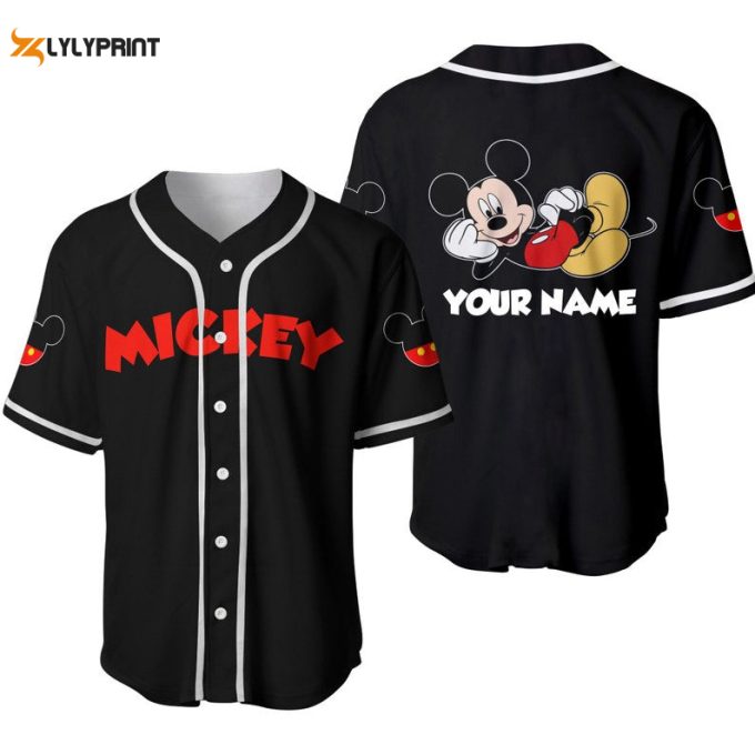 Personalized Happy Mickey Mouse Disney All Over Print Baseball Jersey 1