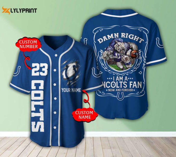 Personalized I Am A Indianapolis Colts Fan Now And Forever All Over Print 3D Baseball Jersey - Navy 1