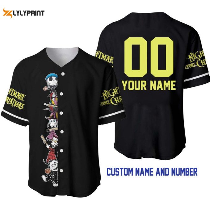 Personalized Jack &Amp;Amp; Sally The Nightmare Before Christmas All Over Print Baseball Jersey 1