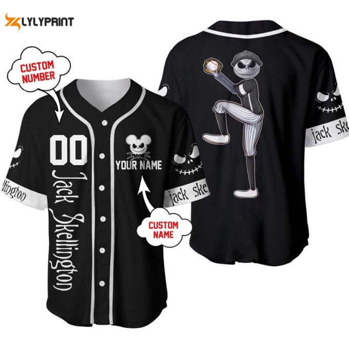 Personalized Jack Skellington Disney All Over Print Baseball Jersey 1