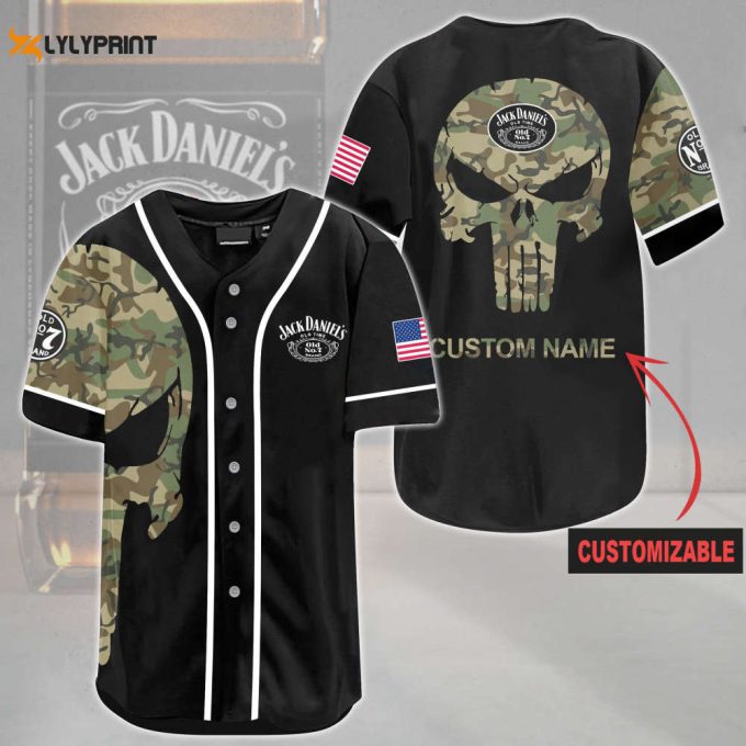 Personalized Jd Old Time Skull Pattern All Over Print Camo Unisex Baseball Jersey 1