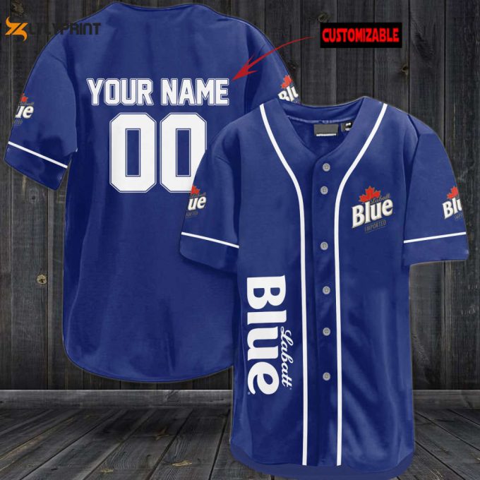 Personalized Labatt Blue All Over Print Unisex Baseball Jersey - Navy 1