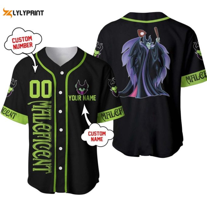 Personalized Maleficent Disney Playing Baseball All Over Print Baseball Jersey 1