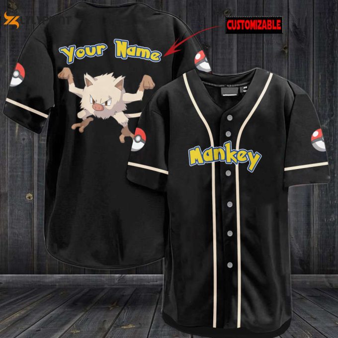 Personalized Mankey Baseball Jersey 1