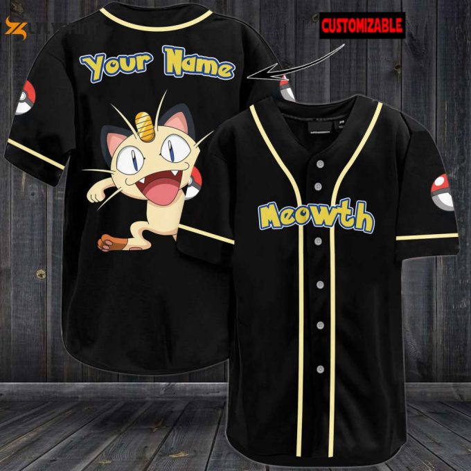 Personalized Meowth Baseball Jersey 1